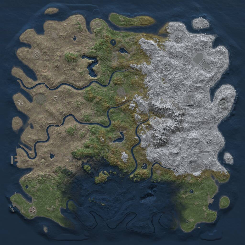 Rust Map: Procedural Map, Size: 6000, Seed: 1852036316, 17 Monuments