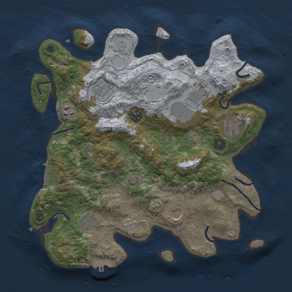 Rust Map: Procedural Map, Size: 3500, Seed: 545578390, 16 Monuments