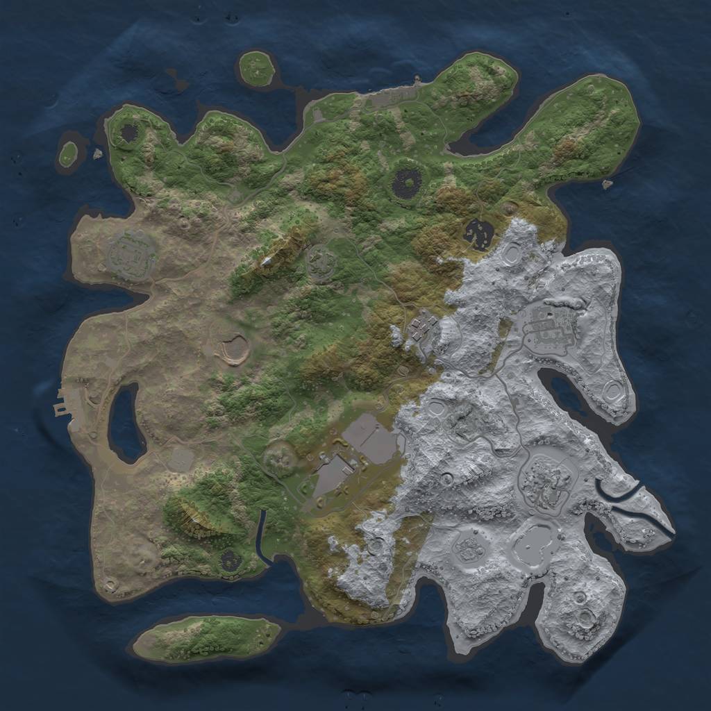 Rust Map: Procedural Map, Size: 3500, Seed: 4294056, 14 Monuments