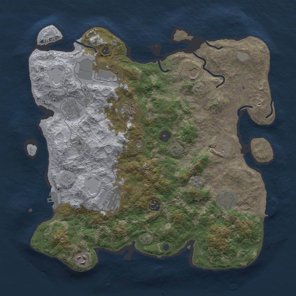 Rust Map: Procedural Map, Size: 3850, Seed: 53834212, 18 Monuments