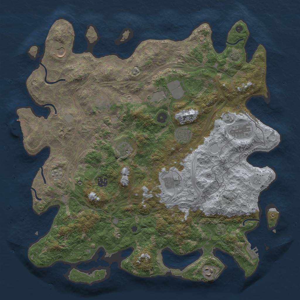 Rust Map: Procedural Map, Size: 4300, Seed: 76483222, 18 Monuments