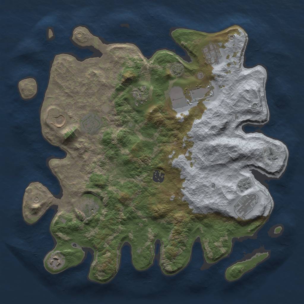 Rust Map: Barren, Size: 3700, Seed: 79600368, 14 Monuments