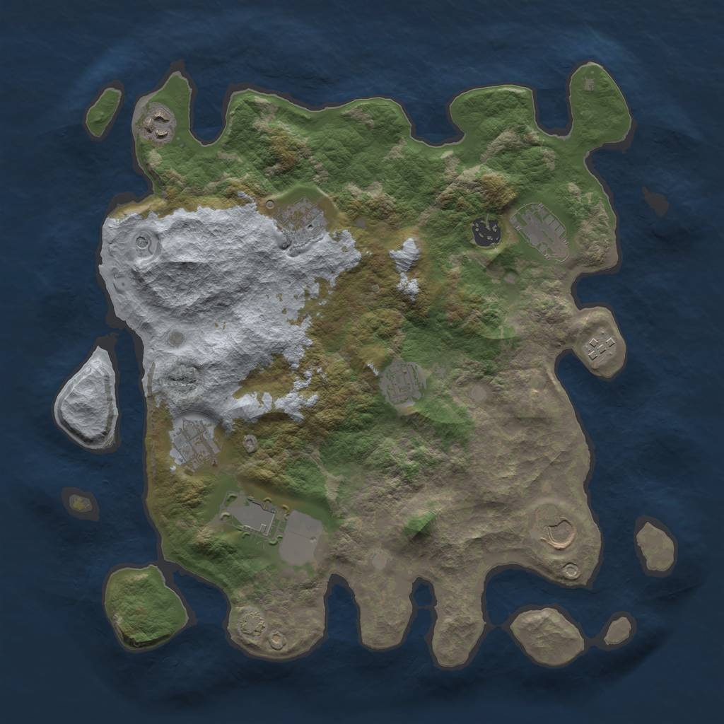 Rust Map: Barren, Size: 3700, Seed: 6631611, 13 Monuments