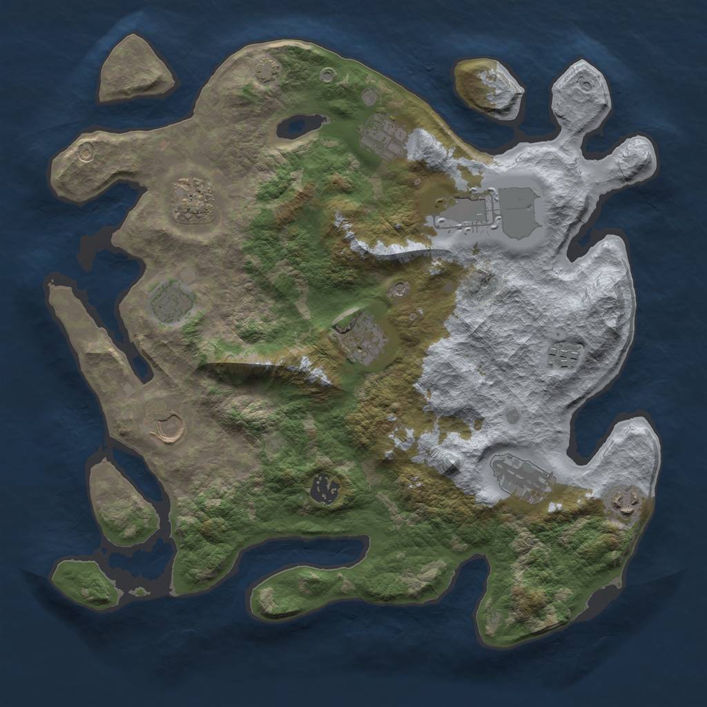 Rust Map: Barren, Size: 3650, Seed: 61378628, 14 Monuments