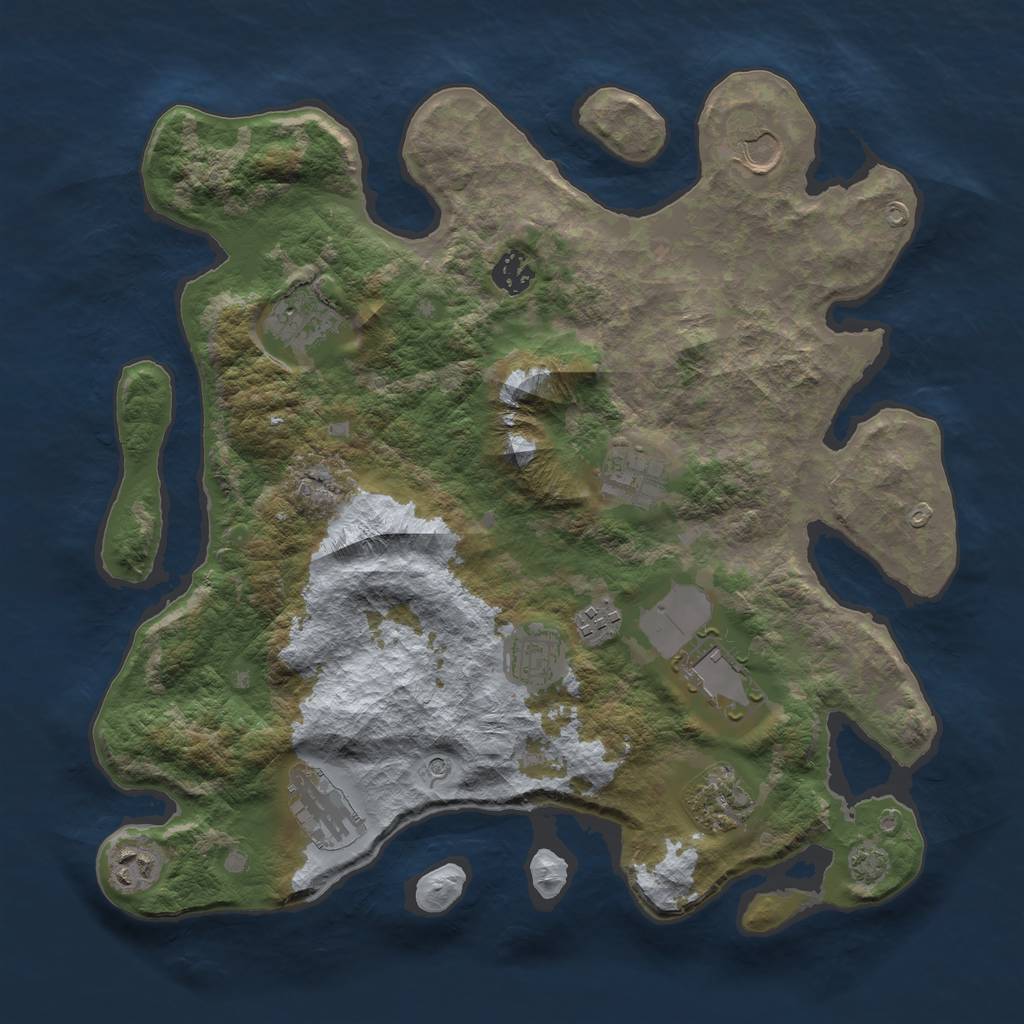 Rust Map: Barren, Size: 3700, Seed: 71585110, 14 Monuments