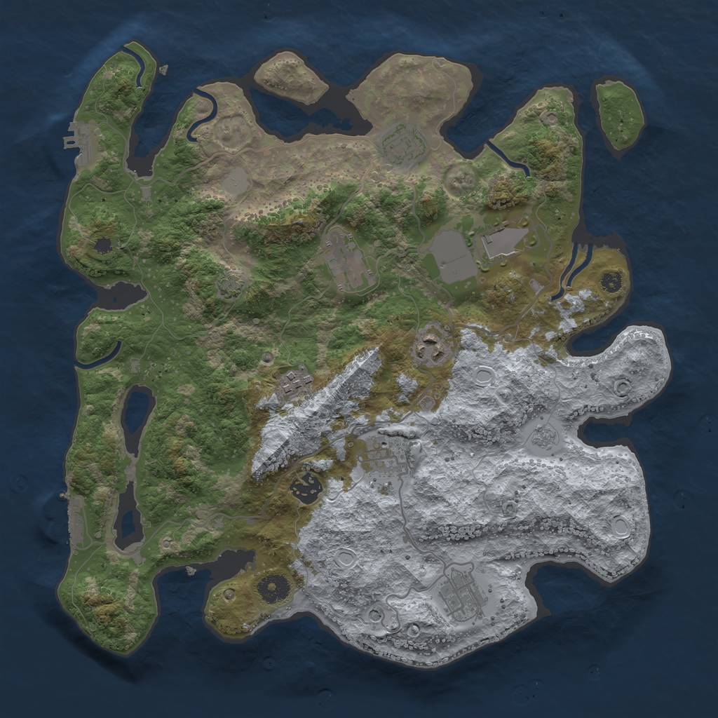 Rust Map: Procedural Map, Size: 3600, Seed: 16179244, 16 Monuments