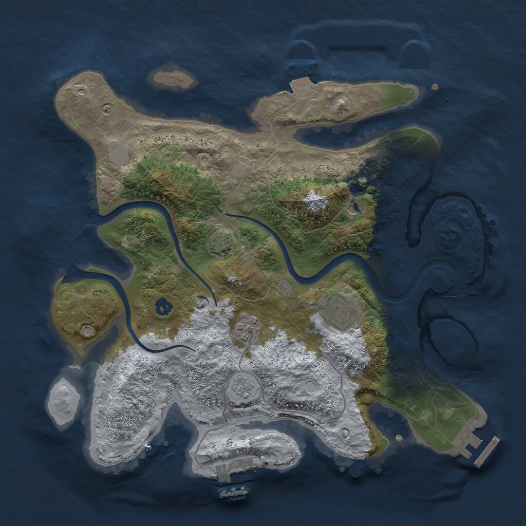 Rust Map: Procedural Map, Size: 3000, Seed: 1208861502, 8 Monuments