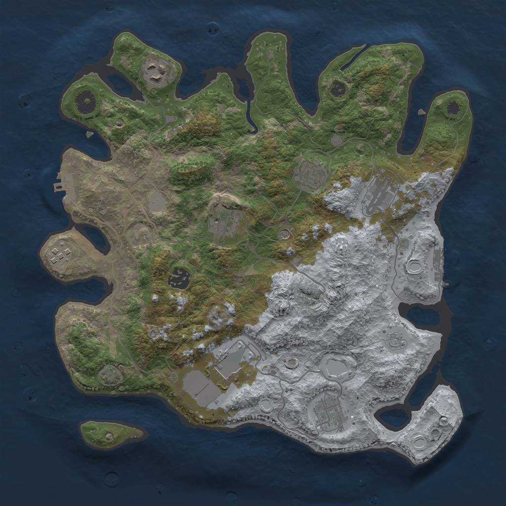 Rust Map: Procedural Map, Size: 3500, Seed: 35398655, 16 Monuments