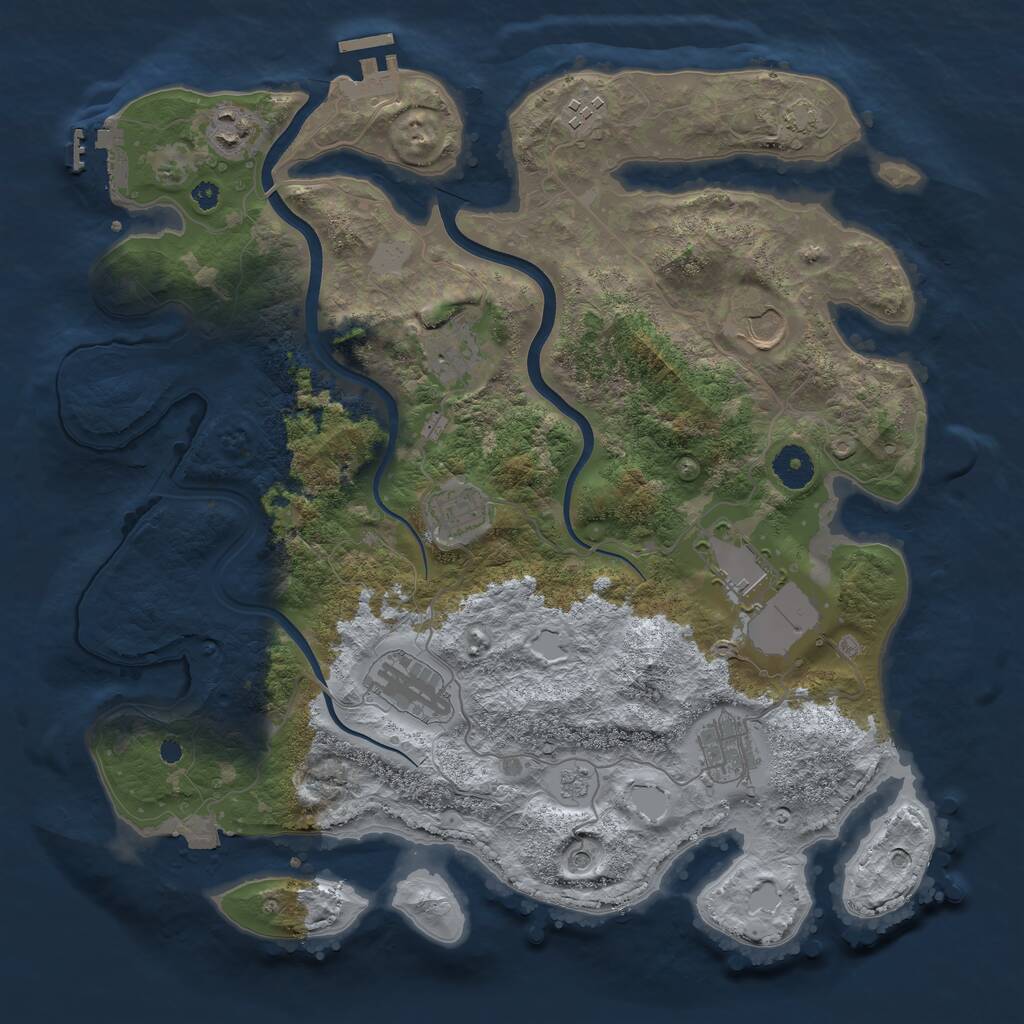 Rust Map: Procedural Map, Size: 3750, Seed: 707560493, 14 Monuments