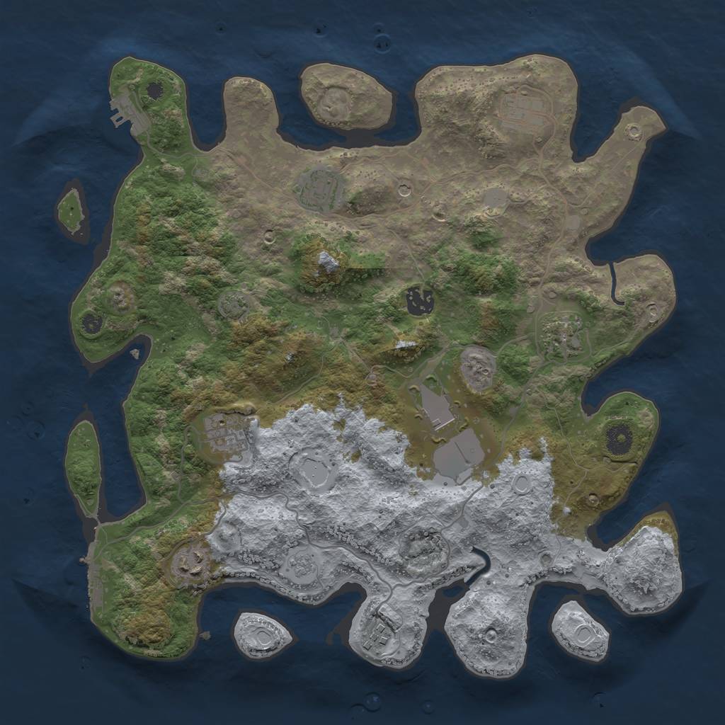 Rust Map: Procedural Map, Size: 3700, Seed: 48815023, 16 Monuments