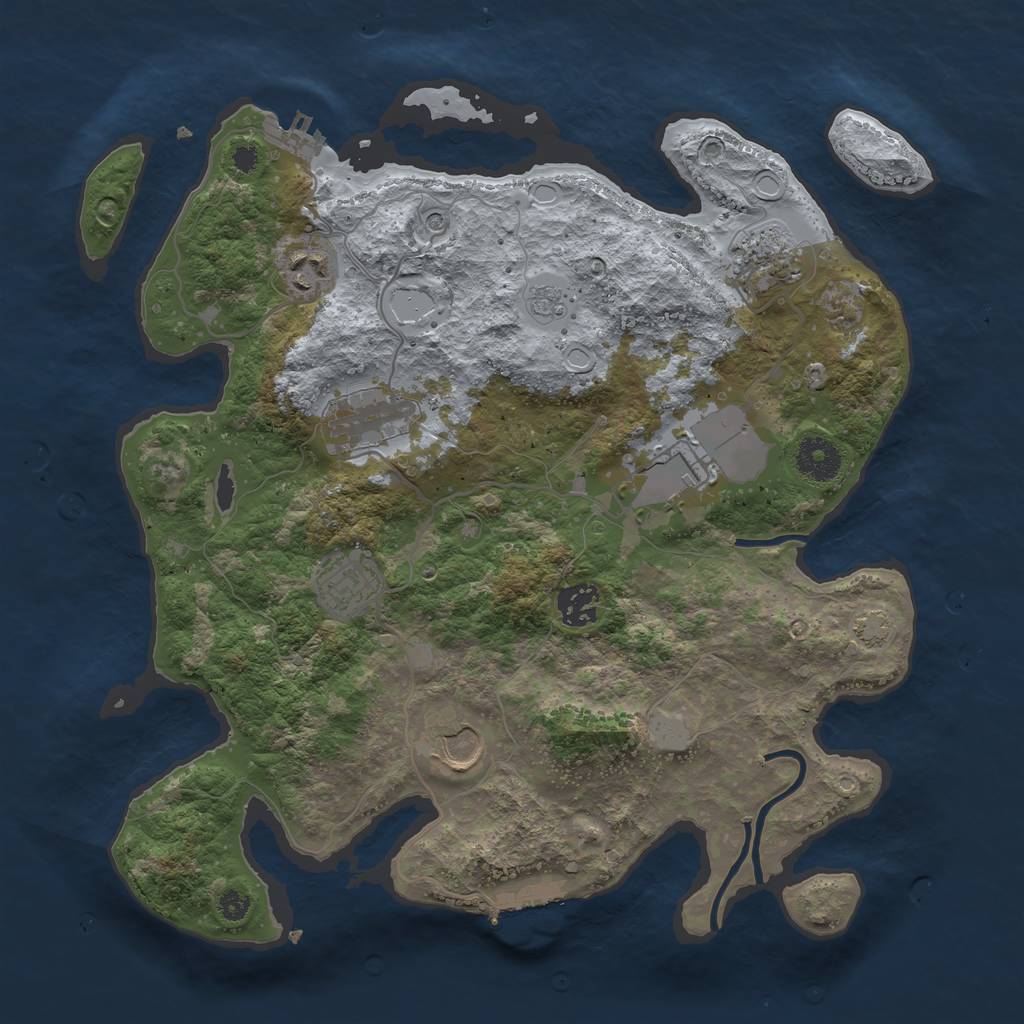 Rust Map: Procedural Map, Size: 3500, Seed: 612881311, 15 Monuments