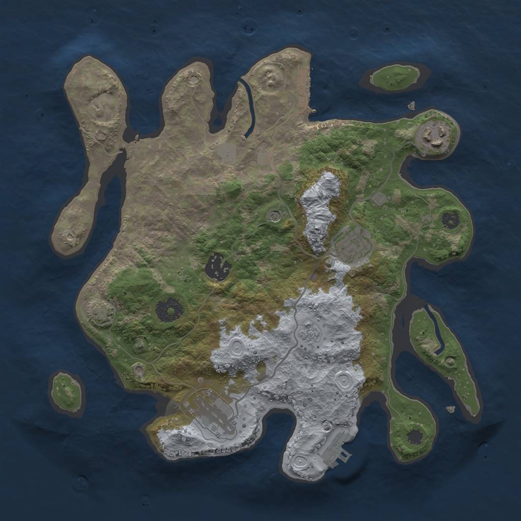 Rust Map: Procedural Map, Size: 3000, Seed: 16485, 12 Monuments