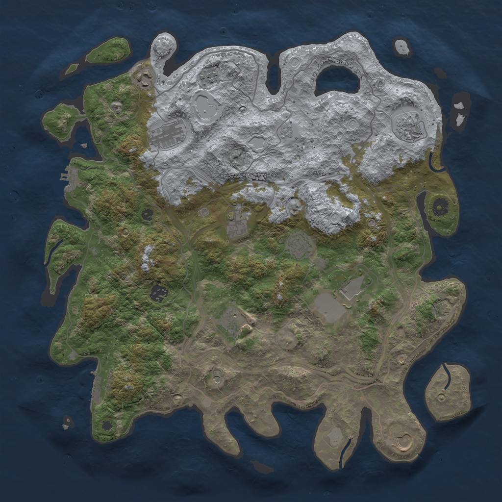 Rust Map: Procedural Map, Size: 4300, Seed: 140288545, 18 Monuments