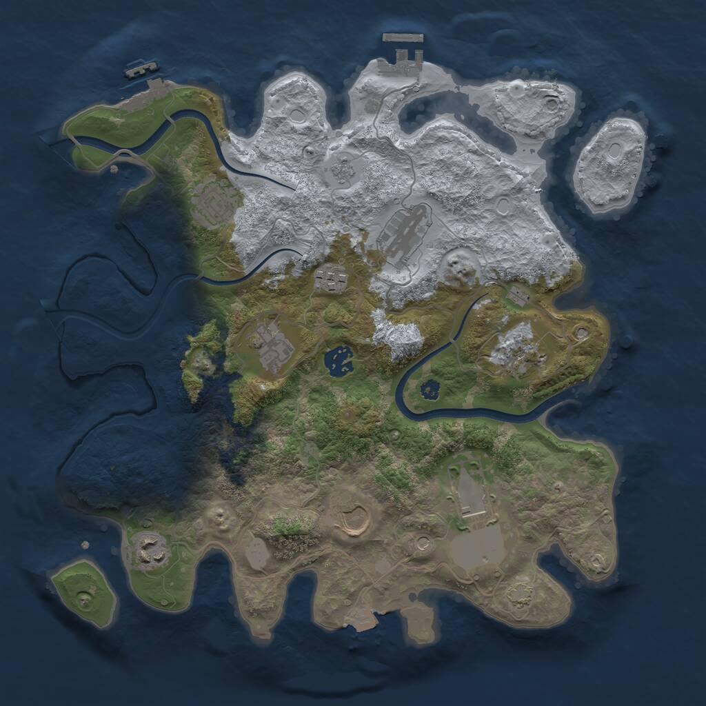 Rust Map: Procedural Map, Size: 3500, Seed: 1494824129, 15 Monuments