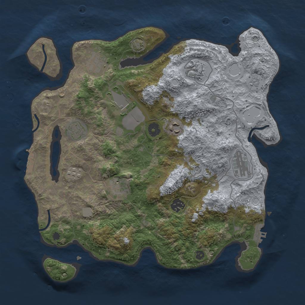 Rust Map: Procedural Map, Size: 3500, Seed: 73132617, 17 Monuments