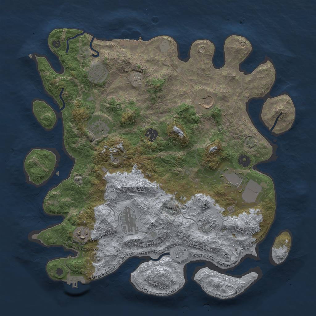 Rust Map: Procedural Map, Size: 3800, Seed: 28322354, 17 Monuments