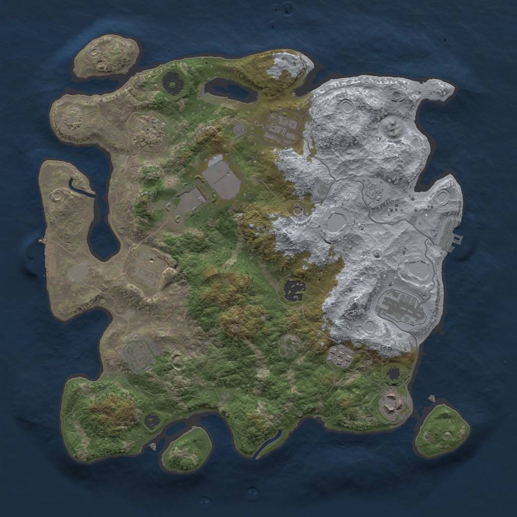 Rust Map: Procedural Map, Size: 3500, Seed: 648204, 17 Monuments