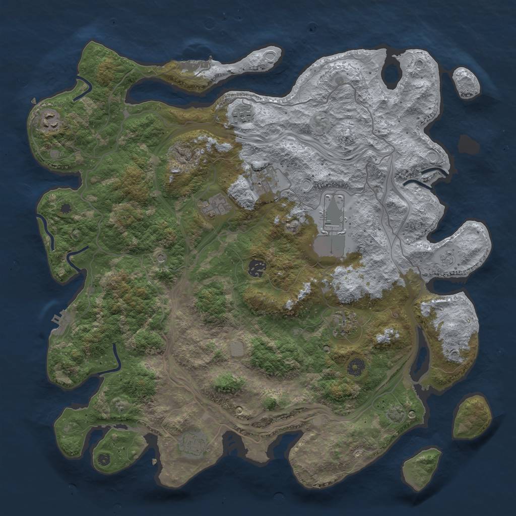 Rust Map: Procedural Map, Size: 4300, Seed: 58440695, 16 Monuments