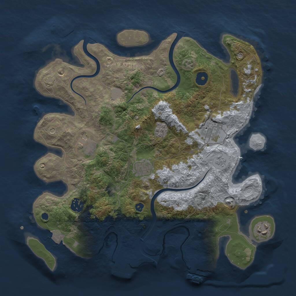 Rust Map: Procedural Map, Size: 3400, Seed: 47305804, 12 Monuments