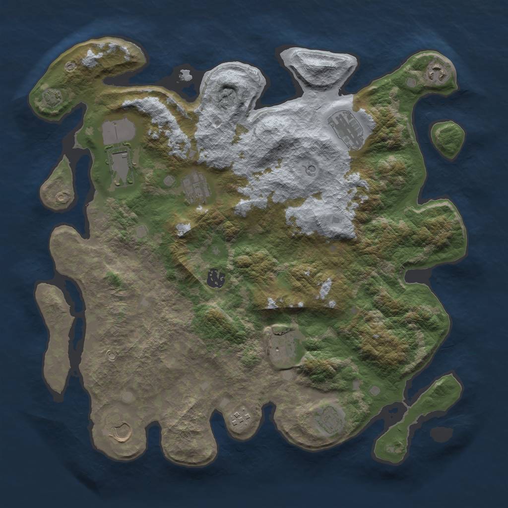 Rust Map: Barren, Size: 4000, Seed: 88381050, 13 Monuments