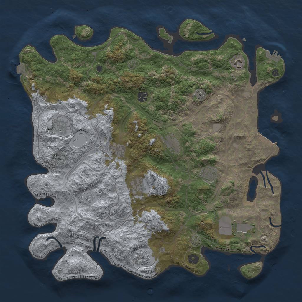 Rust Map: Procedural Map, Size: 4250, Seed: 58809, 18 Monuments