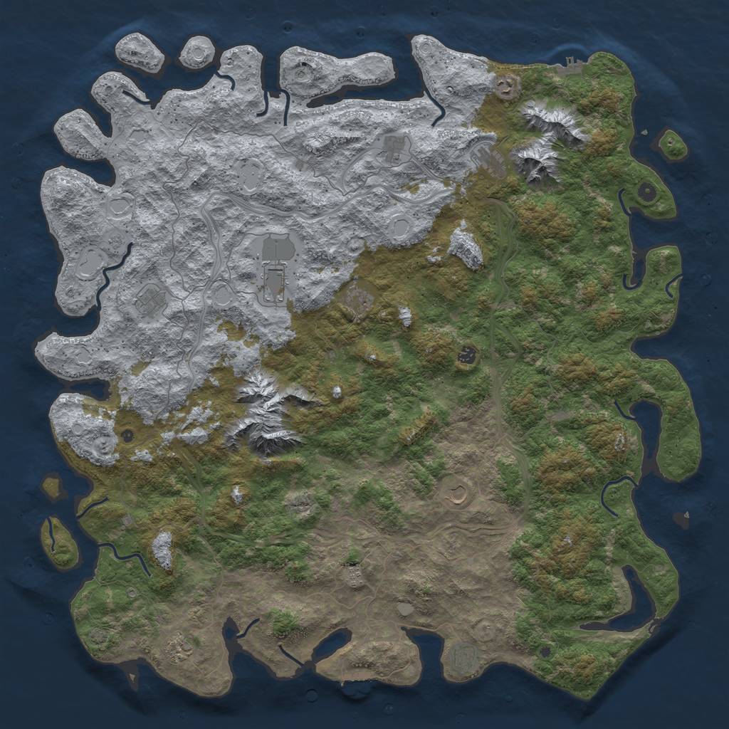 Rust Map: Procedural Map, Size: 6000, Seed: 3876942, 19 Monuments