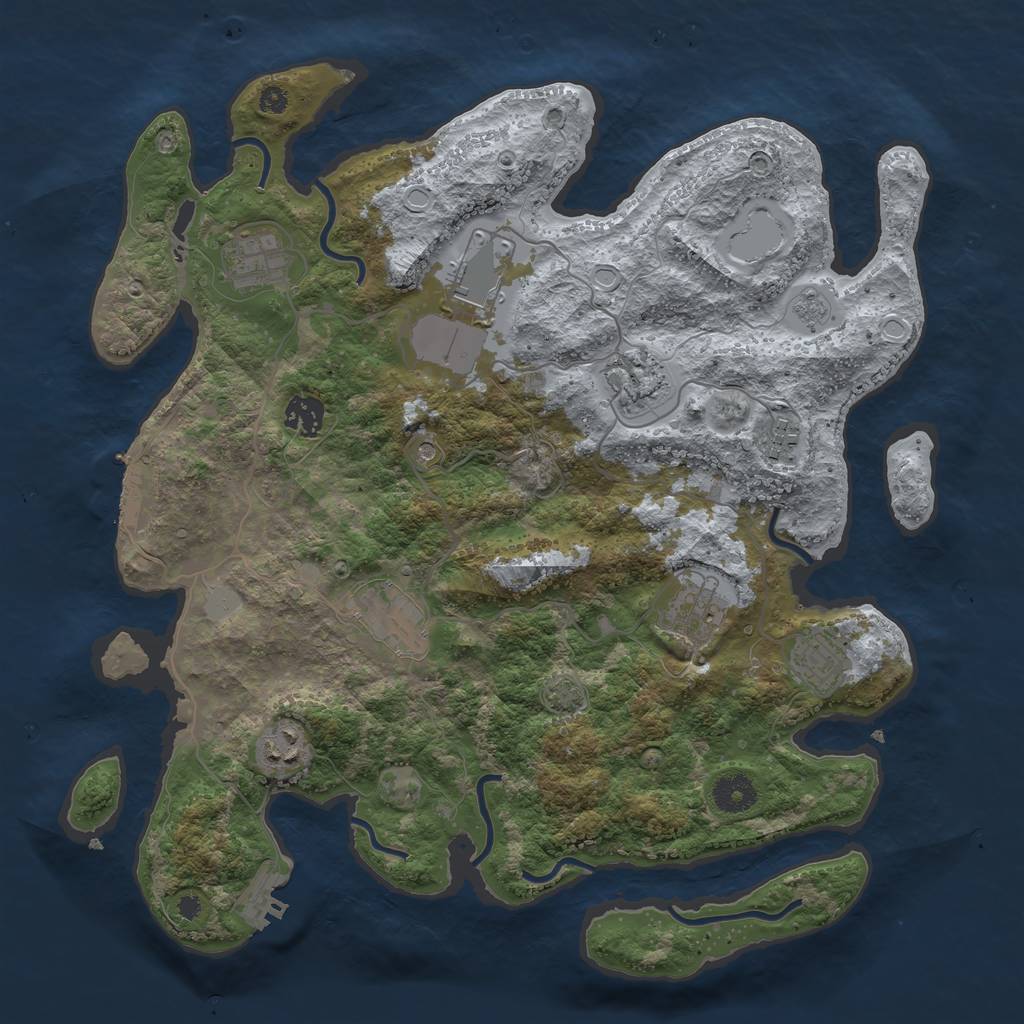 Rust Map: Procedural Map, Size: 3750, Seed: 74920146, 17 Monuments