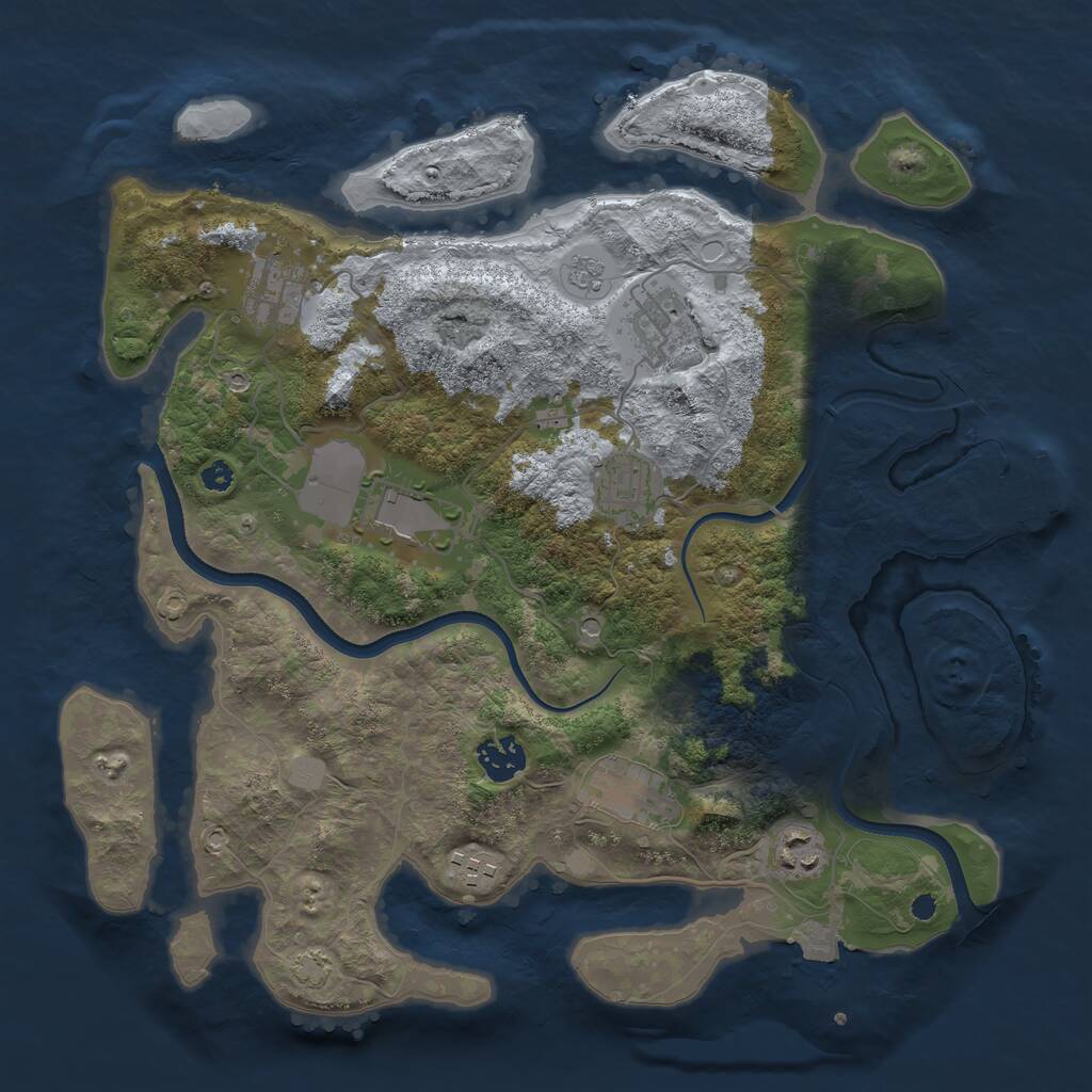 Rust Map: Procedural Map, Size: 3550, Seed: 16566108, 13 Monuments