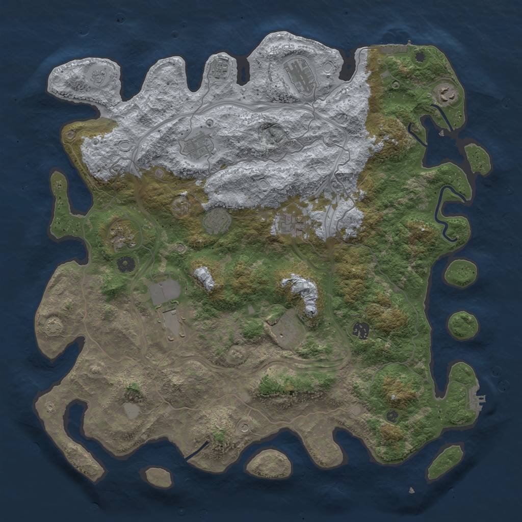 Rust Map: Procedural Map, Size: 4500, Seed: 1690316649, 18 Monuments