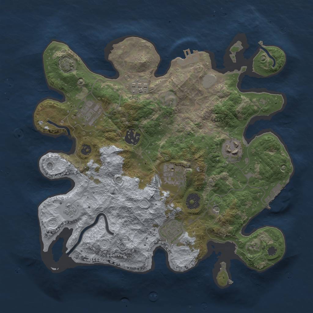 Rust Map: Procedural Map, Size: 3000, Seed: 2456965, 14 Monuments