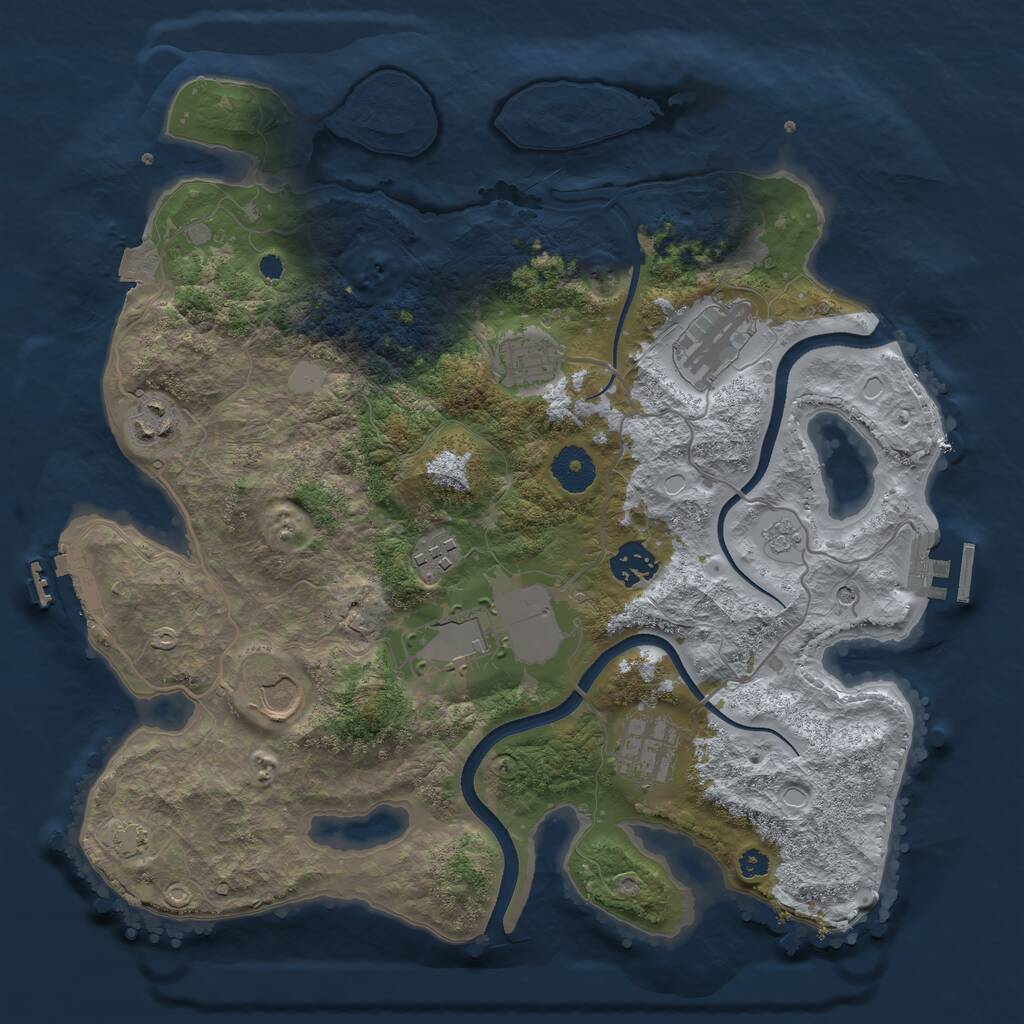 Rust Map: Procedural Map, Size: 3500, Seed: 951501648, 14 Monuments