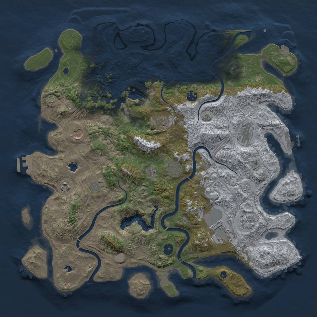 Rust Map: Procedural Map, Size: 4500, Seed: 4700372, 16 Monuments