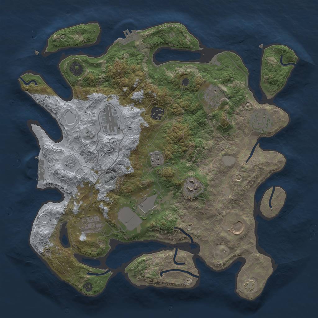 Rust Map: Procedural Map, Size: 3500, Seed: 4554, 16 Monuments