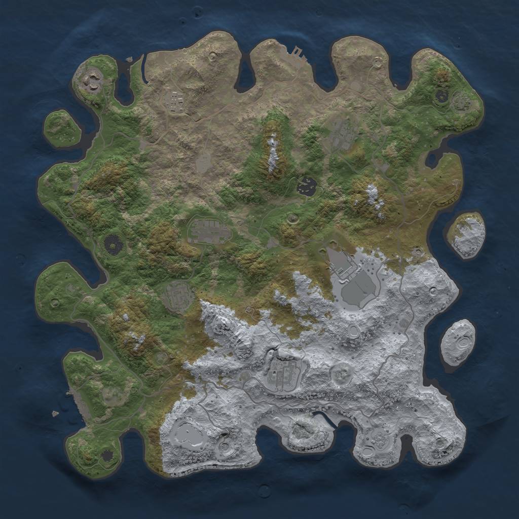 Rust Map: Procedural Map, Size: 4000, Seed: 2023711, 16 Monuments