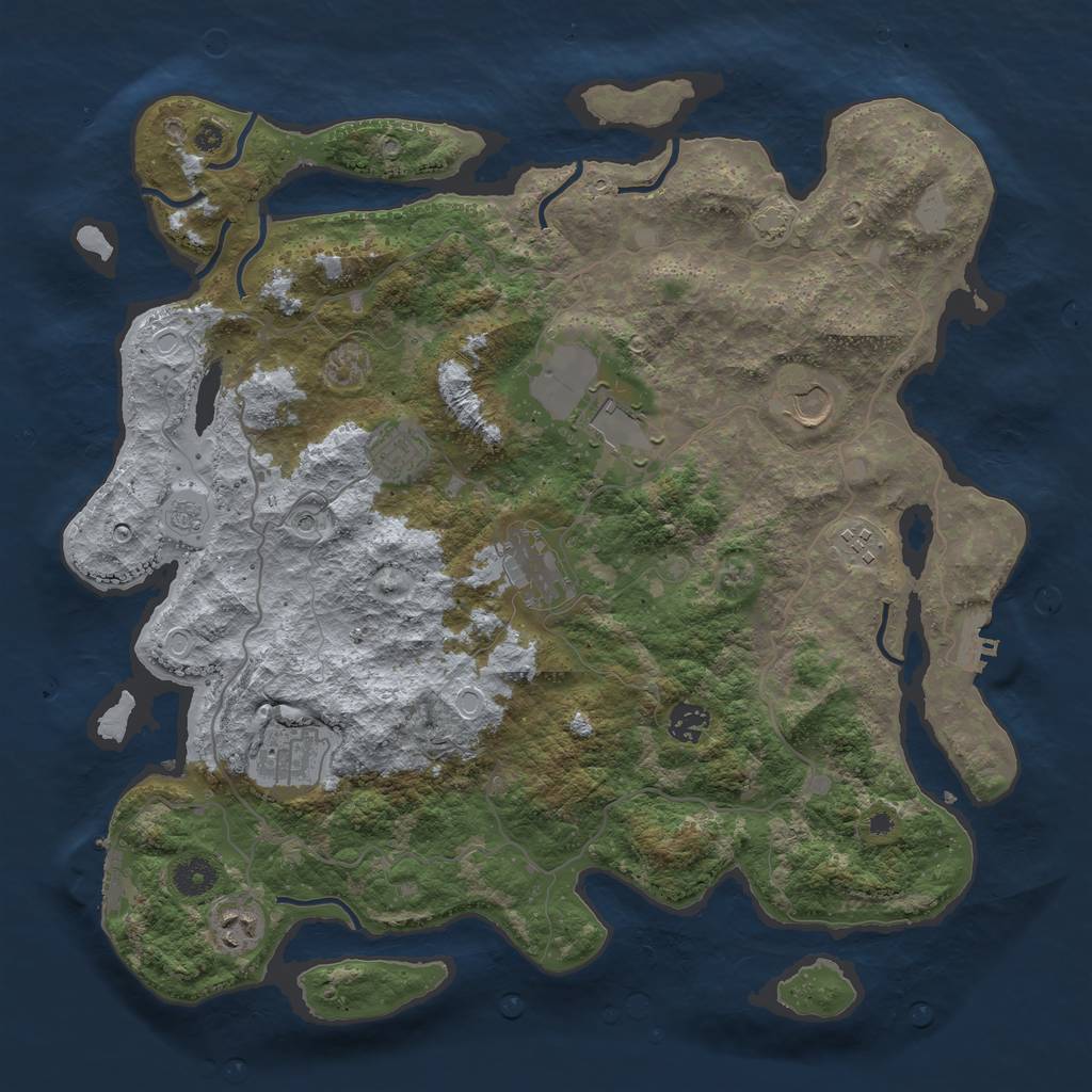 Rust Map: Procedural Map, Size: 4000, Seed: 833036784, 16 Monuments