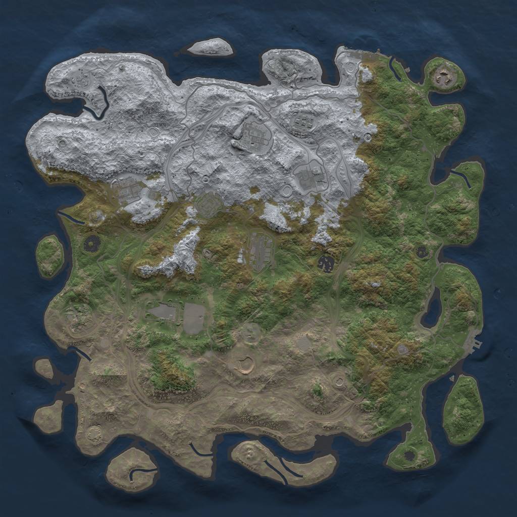 Rust Map: Procedural Map, Size: 4500, Seed: 1512298758, 19 Monuments