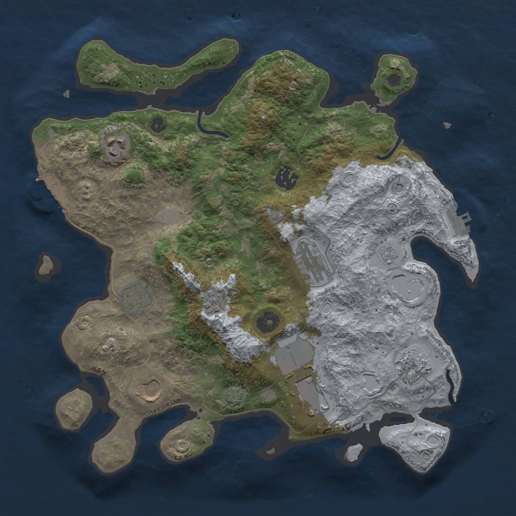 Rust Map: Procedural Map, Size: 3500, Seed: 123104, 16 Monuments