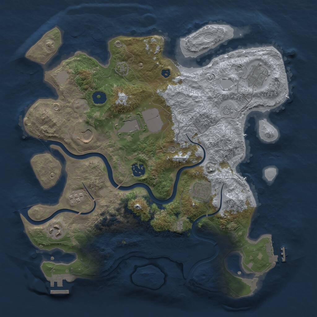 Rust Map: Procedural Map, Size: 3500, Seed: 476038460, 13 Monuments