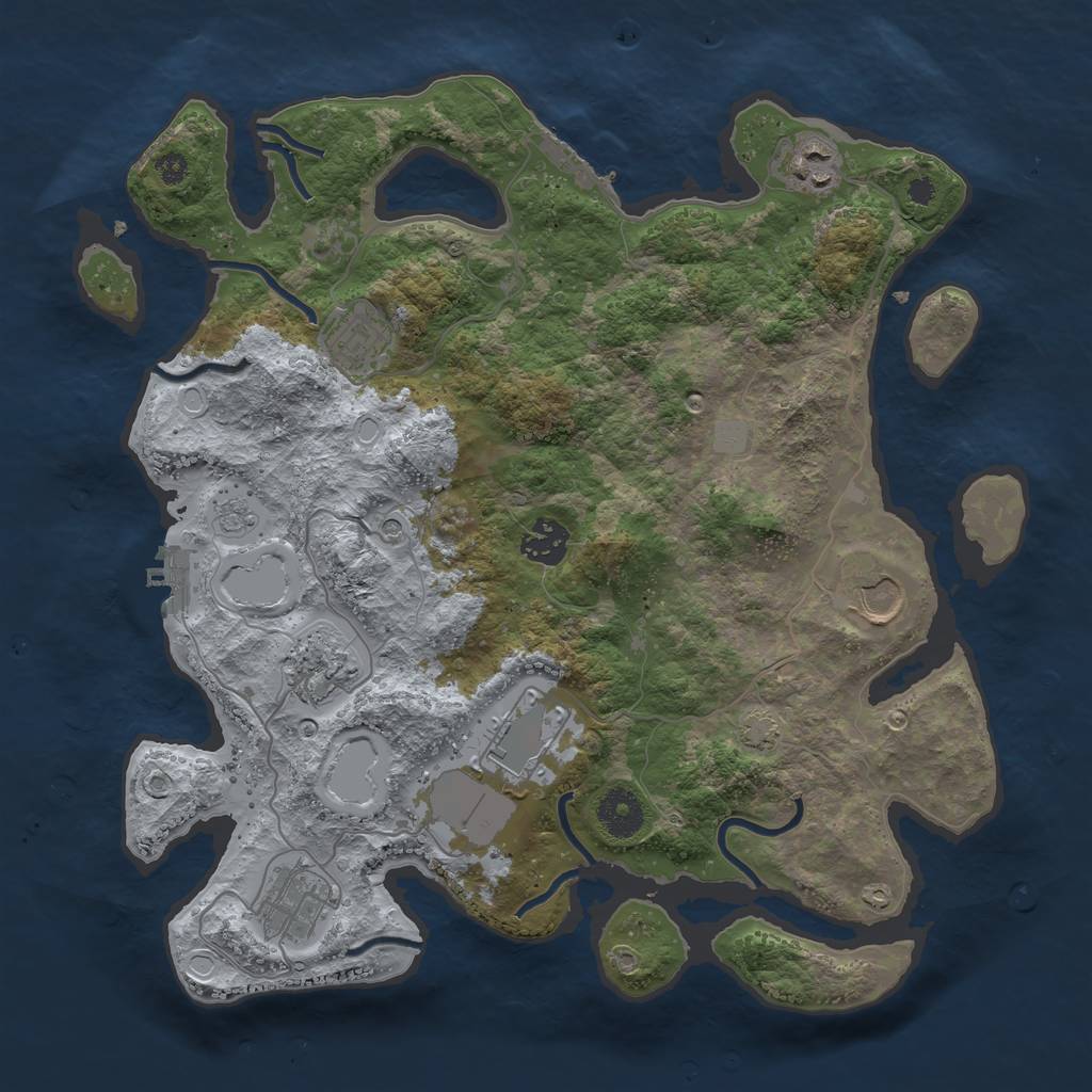 Rust Map: Procedural Map, Size: 3500, Seed: 1259815486, 15 Monuments
