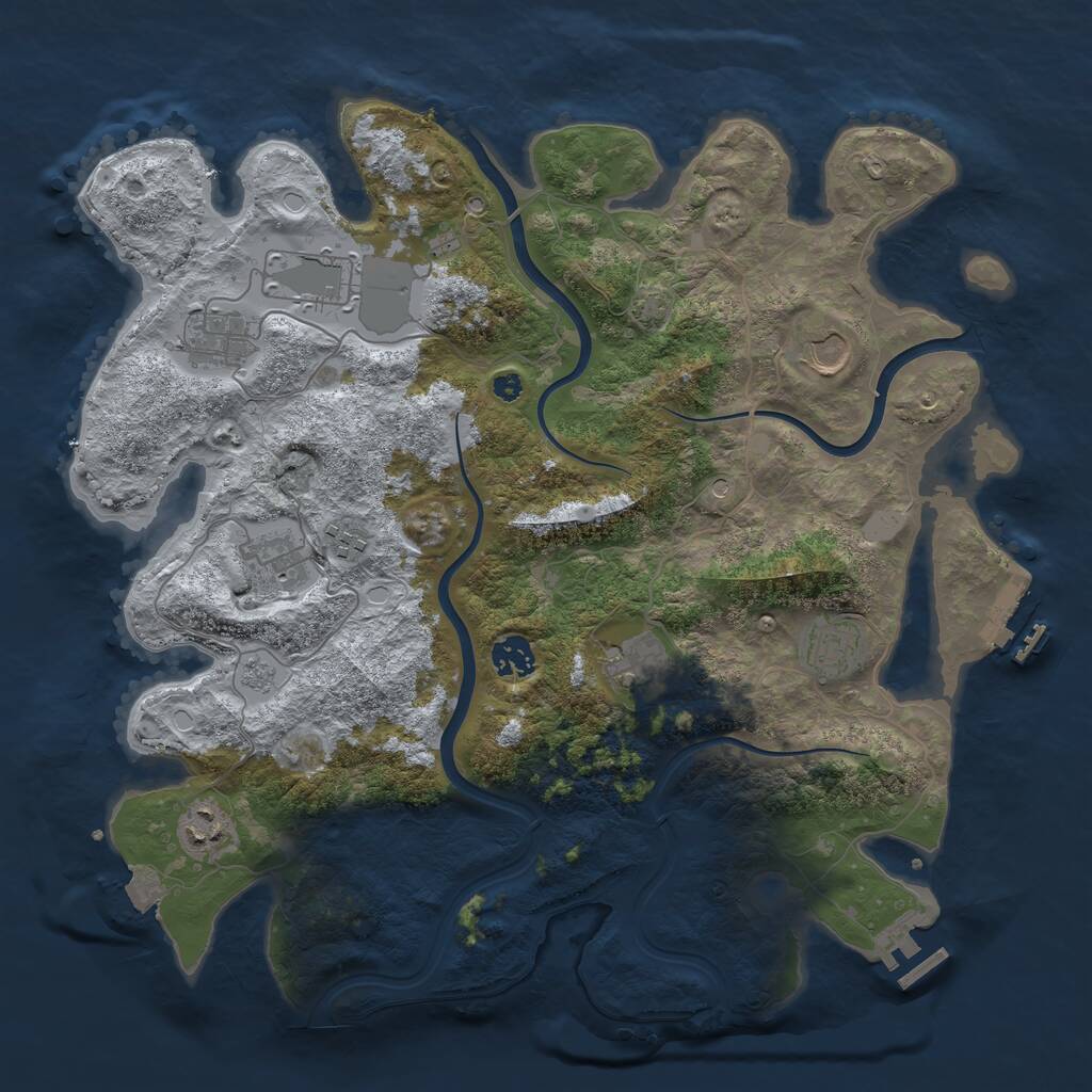 Rust Map: Procedural Map, Size: 3850, Seed: 75967341, 15 Monuments