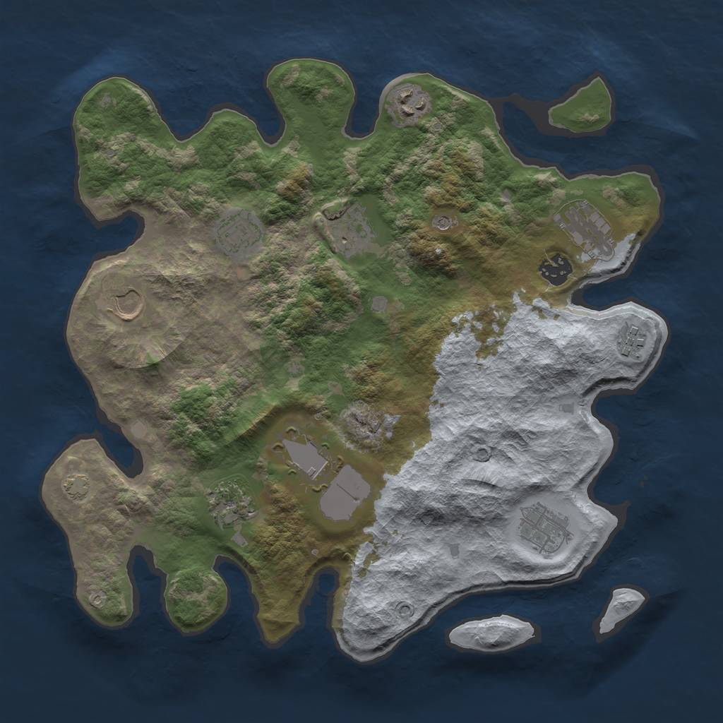 Rust Map: Barren, Size: 3550, Seed: 42649825, 14 Monuments
