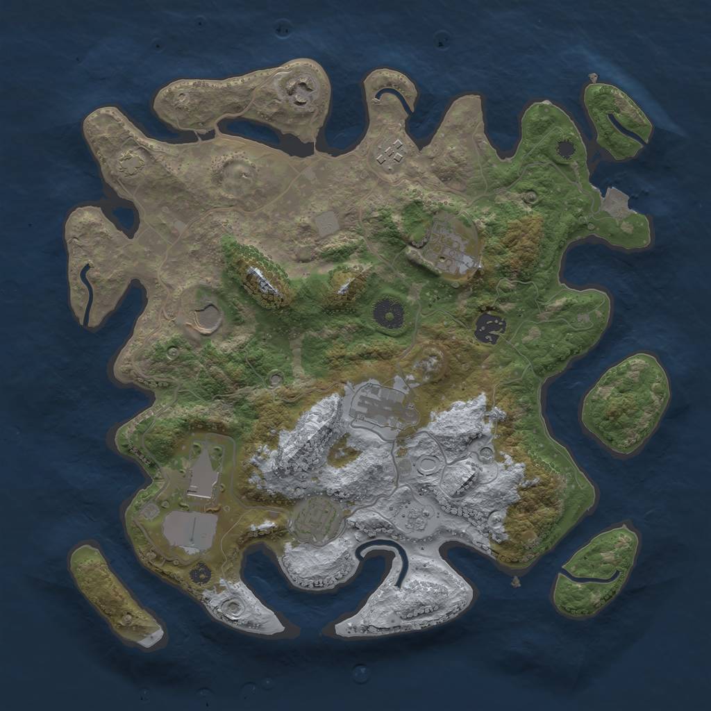 Rust Map: Procedural Map, Size: 3500, Seed: 847123426, 14 Monuments