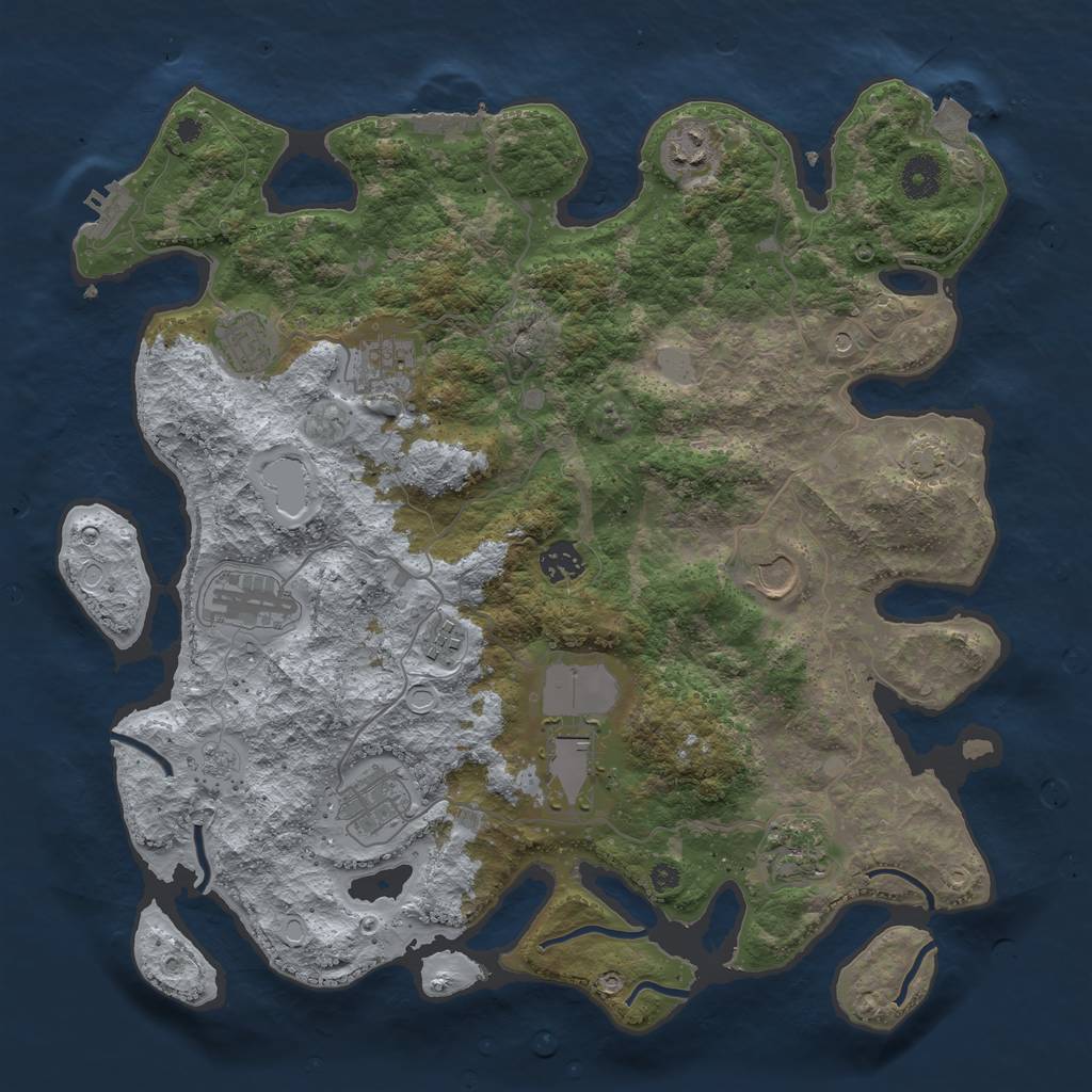 Rust Map: Procedural Map, Size: 3850, Seed: 61788591, 18 Monuments