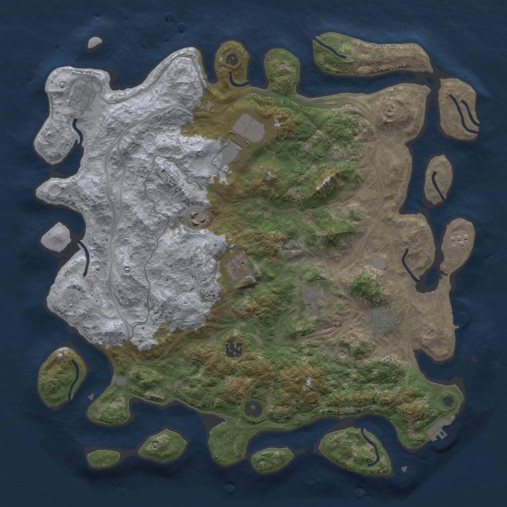 Rust Map: Procedural Map, Size: 4300, Seed: 93542356, 16 Monuments