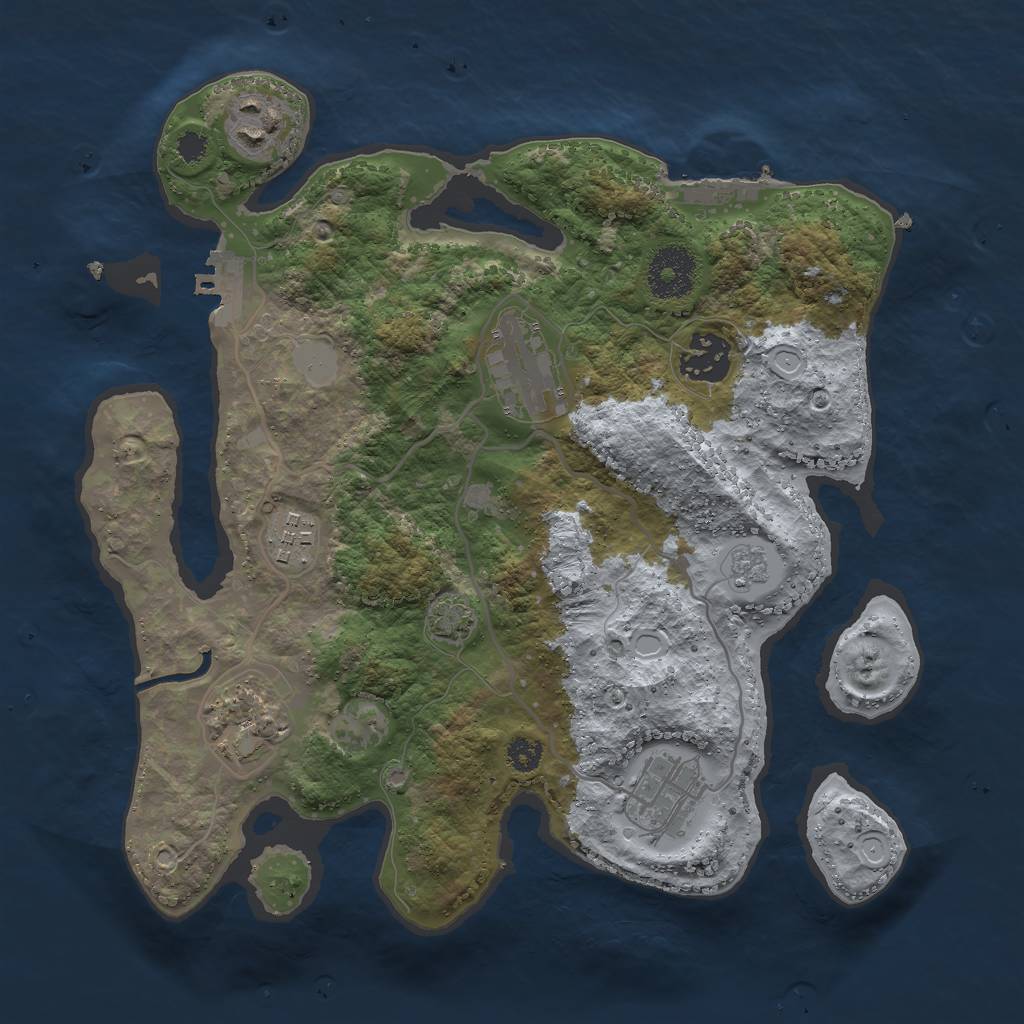 Rust Map: Procedural Map, Size: 3000, Seed: 632578278, 13 Monuments