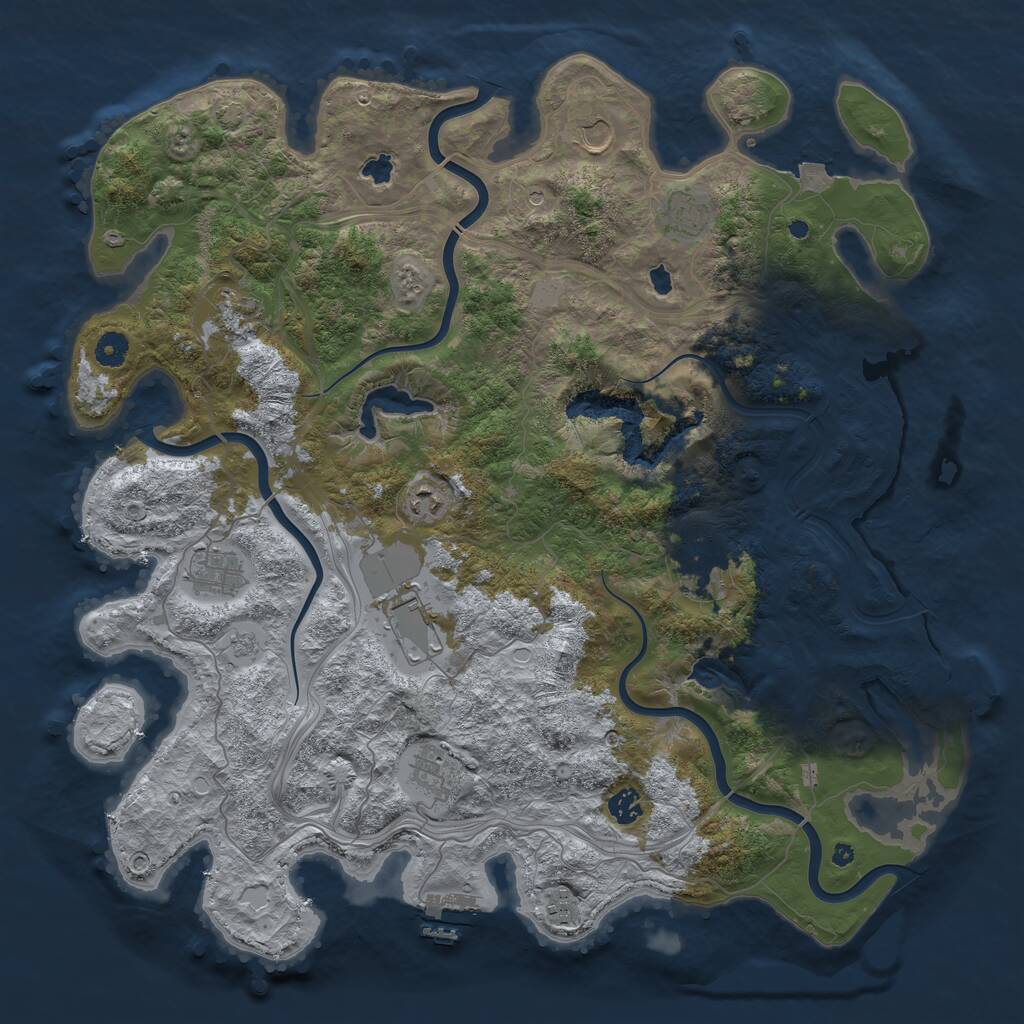 Rust Map: Procedural Map, Size: 4500, Seed: 1020579247, 16 Monuments