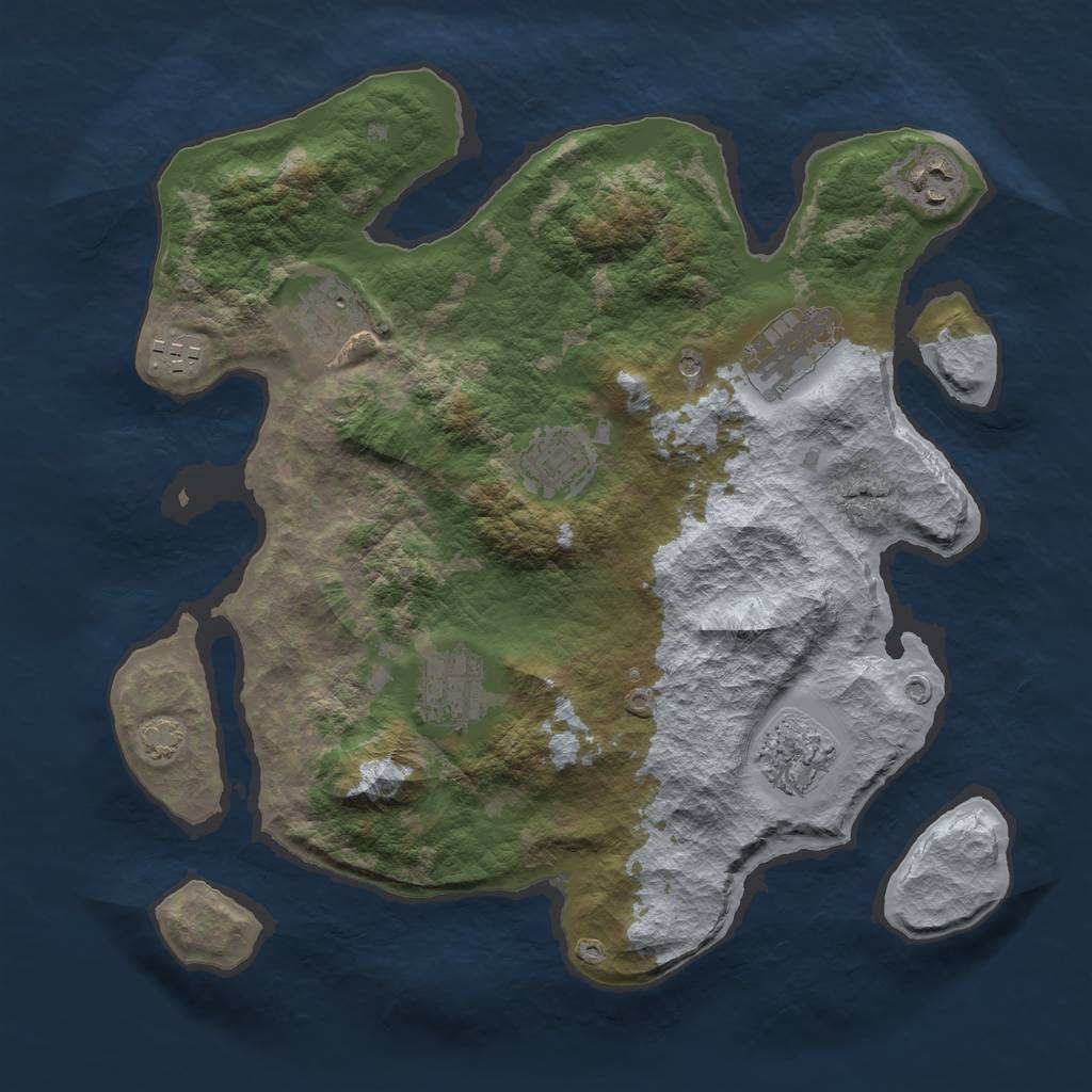 Rust Map: Barren, Size: 3400, Seed: 15924114, 11 Monuments