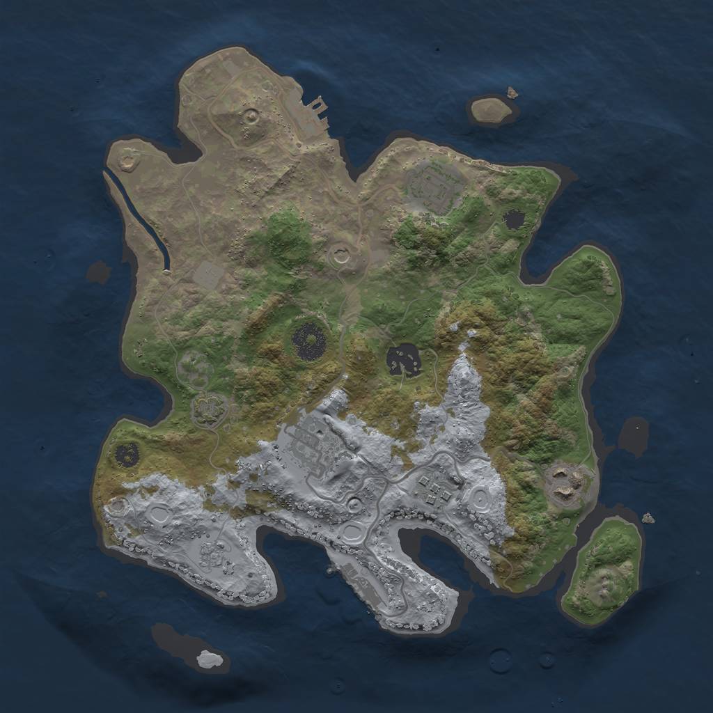Rust Map: Procedural Map, Size: 3000, Seed: 2221, 13 Monuments
