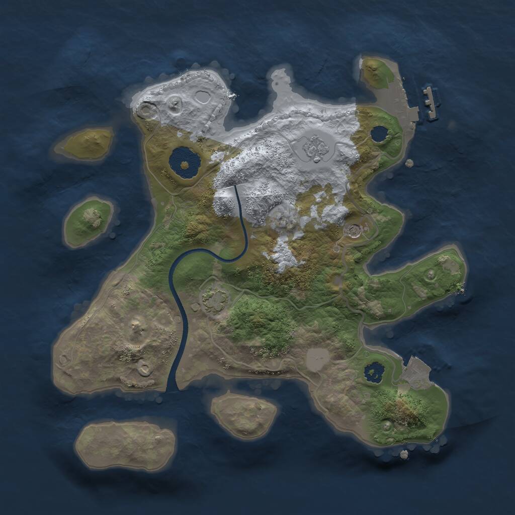 Rust Map: Procedural Map, Size: 2500, Seed: 1261393365, 5 Monuments