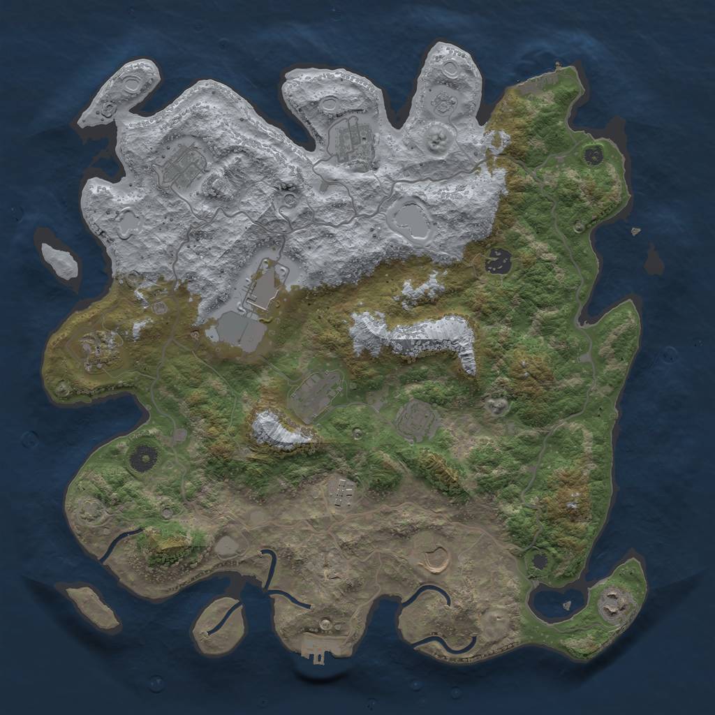 Rust Map: Procedural Map, Size: 4000, Seed: 5872975, 18 Monuments